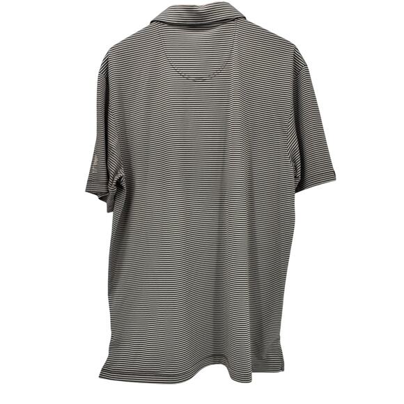 Straight Down Polo Shirt Mens Large Brown Stripe BELFAIR GOLF Logo Short Sleeve - Picture 2 of 8